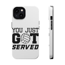 DistinctInk ToughCase for Apple iPhone, Compatible with MagSafe Charging - You Just Got Served Volleyball
