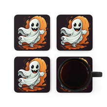 DistinctInk (Set of 4) Corkwood Coasters with Silly Specter SpritesDesign for Halloween