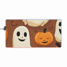 DistinctInk LED Gaming Mouse Pad with "Boo-ttifull Skeleton Cartoon Pattern Pumpkin" Design for Halloween