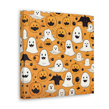 DistinctInk Canvas Wall Art with Ghoulish Bats and Pumpkins for Halloween