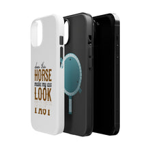 DistinctInk ToughCase for Apple iPhone, Compatible with MagSafe Charging - Horse Make My A$$ Look Fast