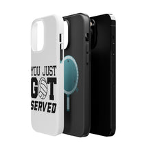 DistinctInk ToughCase for Apple iPhone, Compatible with MagSafe Charging - You Just Got Served Volleyball