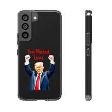 DistinctInk Clear Case for Apple iPhone or Samsung Galaxy - Trump "You Missed, Loser" Cartoon Design