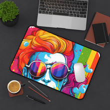 DistinctInk Desk Mat with Leading with Courage and Grace Design for LGBTQ+ Pride