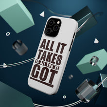 DistinctInk ToughCase for Apple iPhone, Compatible with MagSafe Charging - All It Takes Is All You've Got Baseball