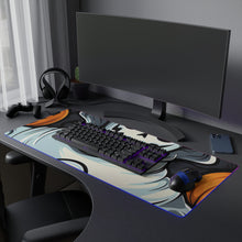 DistinctInk LED Gaming Mouse Pad with Spooky Skeletal Pumpkin Patch Design for Halloween