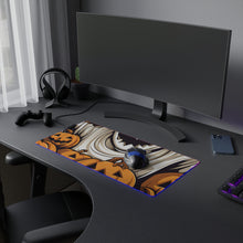 DistinctInk LED Gaming Mouse Pad with Ghostly Skeleton and Pumpkins Design for Halloween