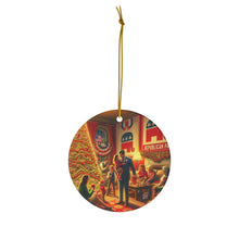 DistinctInk Hanging Ceramic Christmas Tree Ornament Charm with Gold String - Great Gift/Present - 2 3/4 inch Diameter - Red Republican Christmas Harmony
