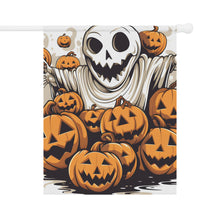 DistinctInk Garden & House Banner / Flag with Ghostly Skeleton and Pumpkins Design for Halloween