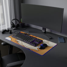 DistinctInk LED Gaming Mouse Pad with Ghostly Skeleton Pumpkin Patch Design for Halloween