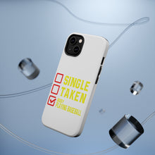 DistinctInk ToughCase for Apple iPhone, Compatible with MagSafe Charging - Single Taken Busy Playing Baseball