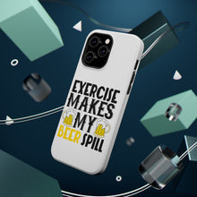 DistinctInk ToughCase for Apple iPhone, Compatible with MagSafe Charging - Exercise Makes My Beer Spill