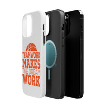 DistinctInk ToughCase for Apple iPhone, Compatible with MagSafe Charging - Teamwork Makes the Dream Work Basketball