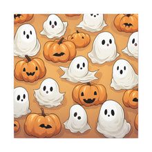 DistinctInk Canvas Wall Art with Ghostly Skeleton Pumpkin Patch for Halloween