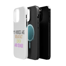DistinctInk ToughCase for Apple iPhone, Compatible with MagSafe Charging - My Hobbies Are Breakfast Lunch & Dinner