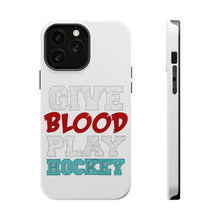 DistinctInk ToughCase for Apple iPhone, Compatible with MagSafe Charging - Give Blood Play Hockey