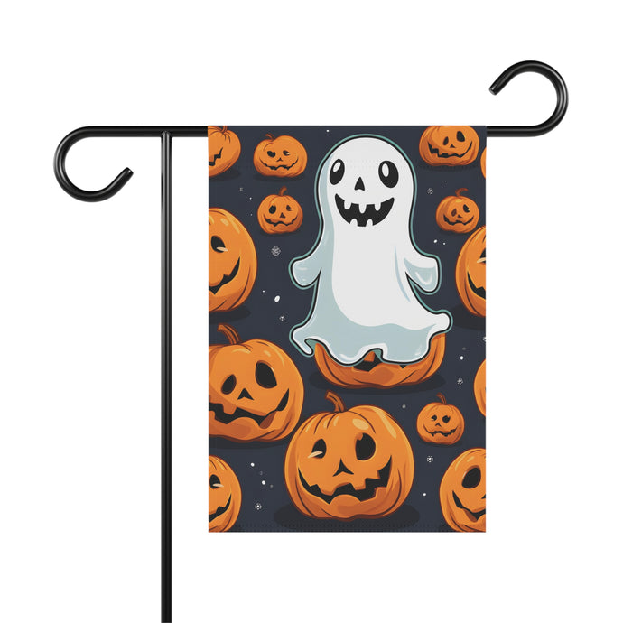 DistinctInk Garden & House Banner / Flag with Ghost Skeleton Spooky Pumpkins Design for Halloween