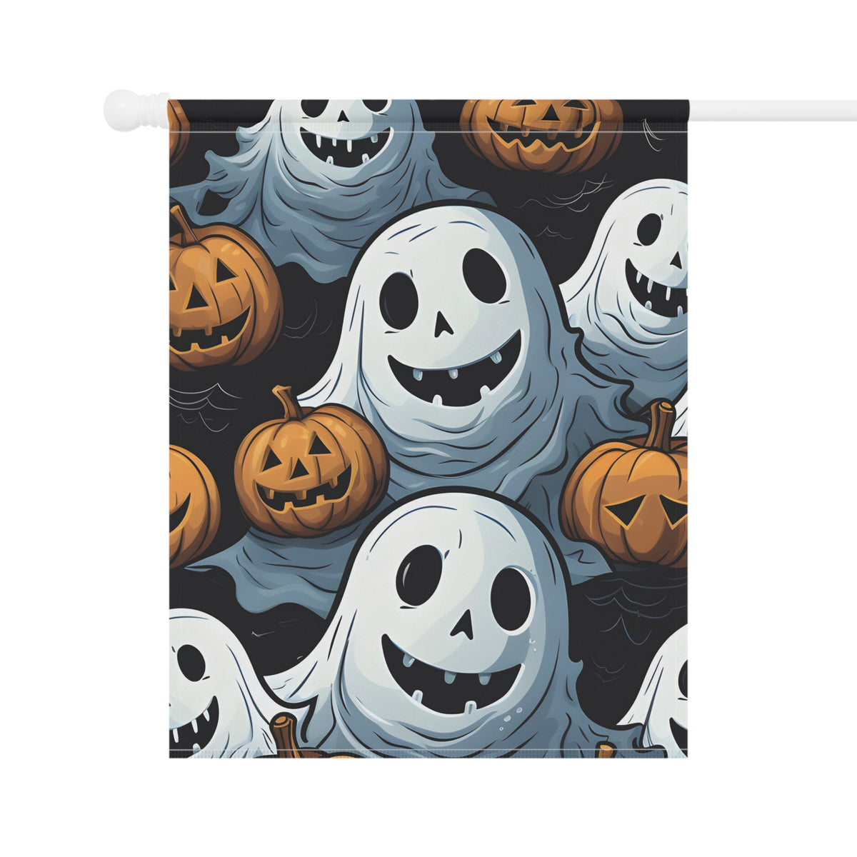 Garden & House Banner / Flag with Ghoulish Ghostbusters and Pumpkins Design for Halloween, view 7