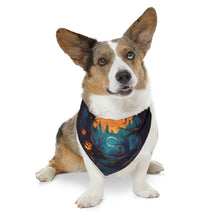 DistinctInk Adjustable Pet Banana Collar with Haunted Evening Nightmare Design for Halloween
