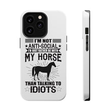 DistinctInk ToughCase for Apple iPhone, Compatible with MagSafe Charging - Not Anti Social - Rather Be With My Horse