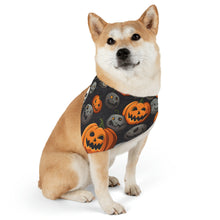 DistinctInk Adjustable Pet Banana Collar with Haunted Harvest Time Design for Halloween