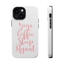 DistinctInk ToughCase for Apple iPhone, Compatible with MagSafe Charging - Yoga Coffee Sleep Repeat