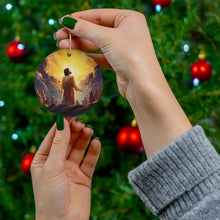 DistinctInk Hanging Ceramic Christmas Tree Ornament Charm with Gold String - Great Gift/Present - 2 3/4 inch Diameter - Luke 2:14 - Glory to God in the Highest Heaven