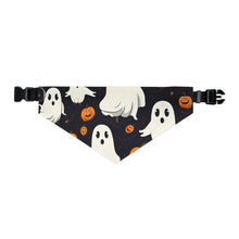 DistinctInk Adjustable Pet Banana Collar with Ghost Skeleton Pumpkin Cartoon Design for Halloween