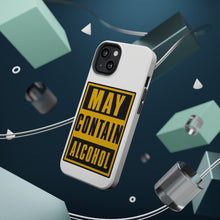 DistinctInk ToughCase for Apple iPhone, Compatible with MagSafe Charging - May Contain Alcohol Warning Sign