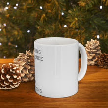 DistinctInk Glossy White Coffee / Tea Mug - DEFENSE Demanding Excellence
