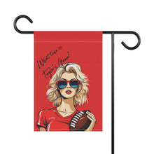 DistinctInk Garden & House Banner Flag with What Time Is Taylor's Game? design