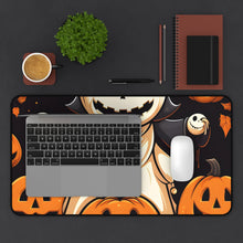 DistinctInk Desk Mat with Spooky Skeleton Pumpkin Patch Design for Halloween