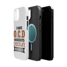 DistinctInk ToughCase for Apple iPhone, Compatible with MagSafe Charging - OCD Obsessive Chocolate Disorder