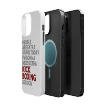 DistinctInk ToughCase for Apple iPhone, Compatible with MagSafe Charging - People Are Stupid Need Extra Kick Boxing
