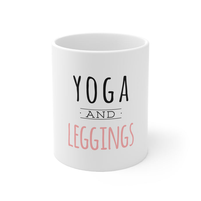DistinctInk Glossy White Coffee / Tea Mug - Yoga and Leggings