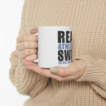 DistinctInk Glossy White Coffee / Tea Mug - Real Athletes Swim Rest Play Games