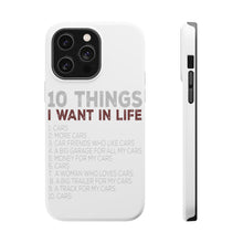 DistinctInk ToughCase for Apple iPhone, Compatible with MagSafe Charging - Things I Want In Life - Cars, Money, Woman