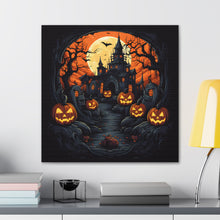 DistinctInk Canvas Wall Art with Darkness Falls on Halloween for Halloween