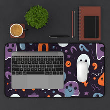 DistinctInk Desk Mat with Skeletal Ghostly Pumpkins Design for Halloween