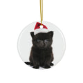 Hanging Ceramic Christmas Tree Ornament with Gold String - Schipperke Puppy Design