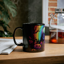 DistinctInk Black Coffee Mug - Living Life to the Fullest for Halloween LGBTQ+ Pride