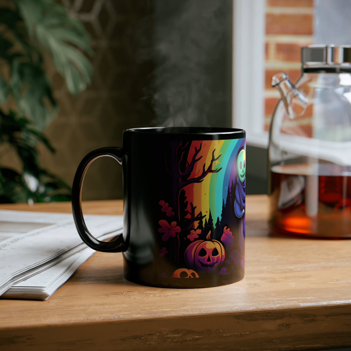 Black Coffee Mug - Living Life to the Fullest for Halloween LGBTQ+ Pride, view 12