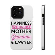 DistinctInk ToughCase for Apple iPhone, Compatible with MagSafe Charging - Happiness is Being a Mother Grandma Lawyer