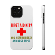 DistinctInk ToughCase for Apple iPhone, Compatible with MagSafe Charging - First Aid Kit - Whiskey & Duct Tape