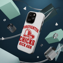 DistinctInk ToughCase for Apple iPhone, Compatible with MagSafe Charging - Firefighter Chicks Kick ASH