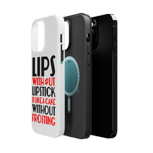 DistinctInk ToughCase for Apple iPhone, Compatible with MagSafe Charging - Lips Without Lipstick Cake Without Frosting