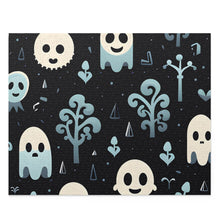 DistinctInk Jigsaw Puzzle with Ghastly Skeletal Shadows Design for Halloween
