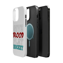 DistinctInk ToughCase for Apple iPhone, Compatible with MagSafe Charging - Give Blood Play Hockey