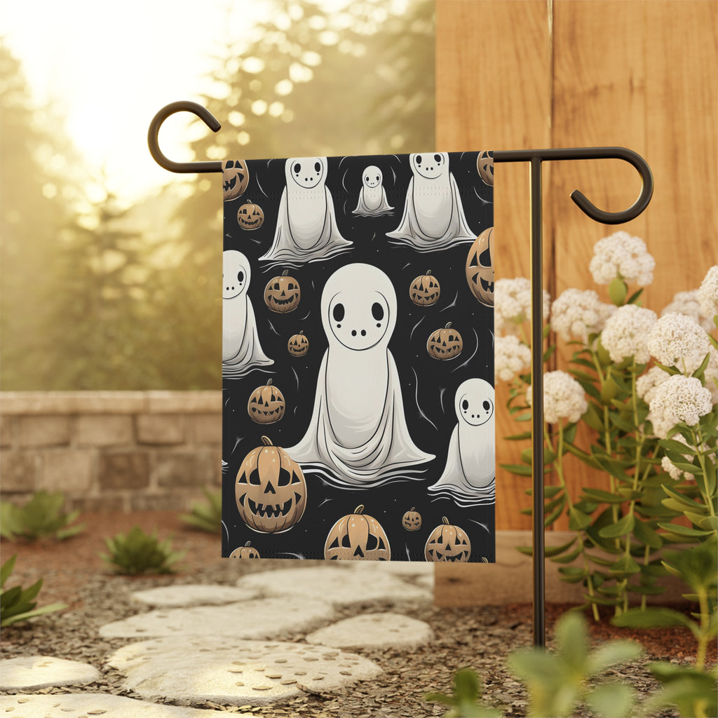 Garden & House Banner / Flag with Ghostly Skeleton and Pumpkin Design for Halloween, view 5