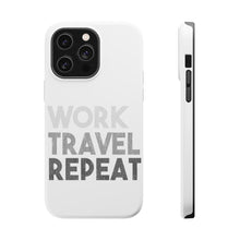 DistinctInk ToughCase for Apple iPhone, Compatible with MagSafe Charging - Work Travel Repeat